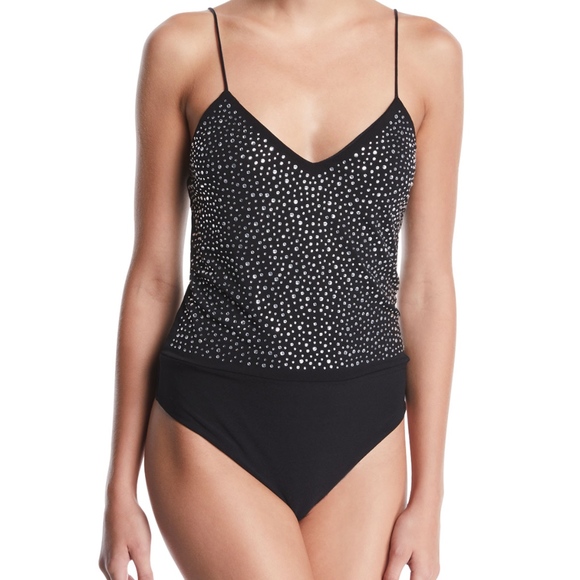 NWT $295 Alice + Olivia Phoebe Embellished Spaghetti-Strap Bodysuit in size XS! - Picture 2 of 7